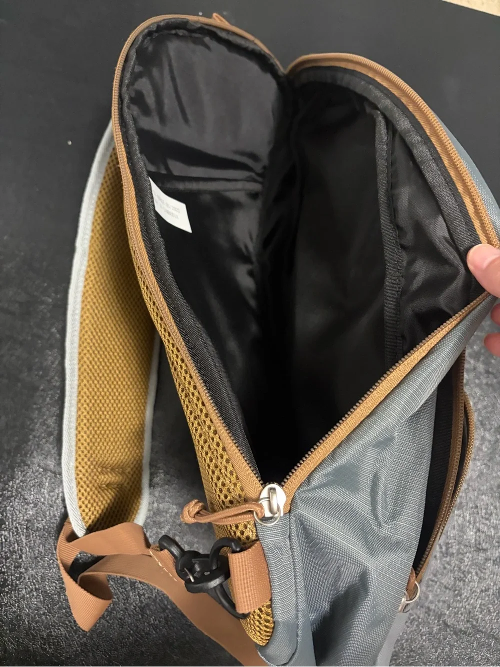Bass Pro Shops Gray Sling Backpack with Tan Accents